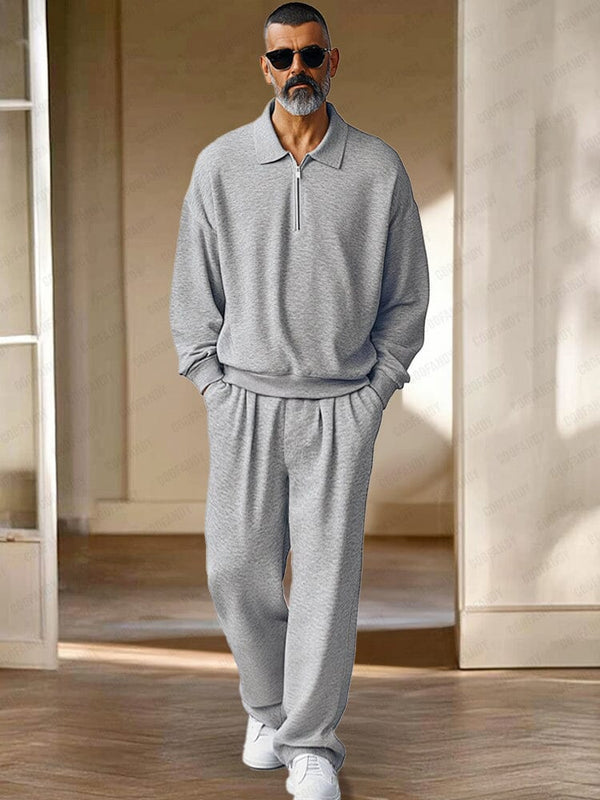 Athleisure Textured Matching Set Sets coofandy Light Grey M