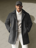 Urban Herringbone Tweed Overcoat Coat coofandy Dark Grey M