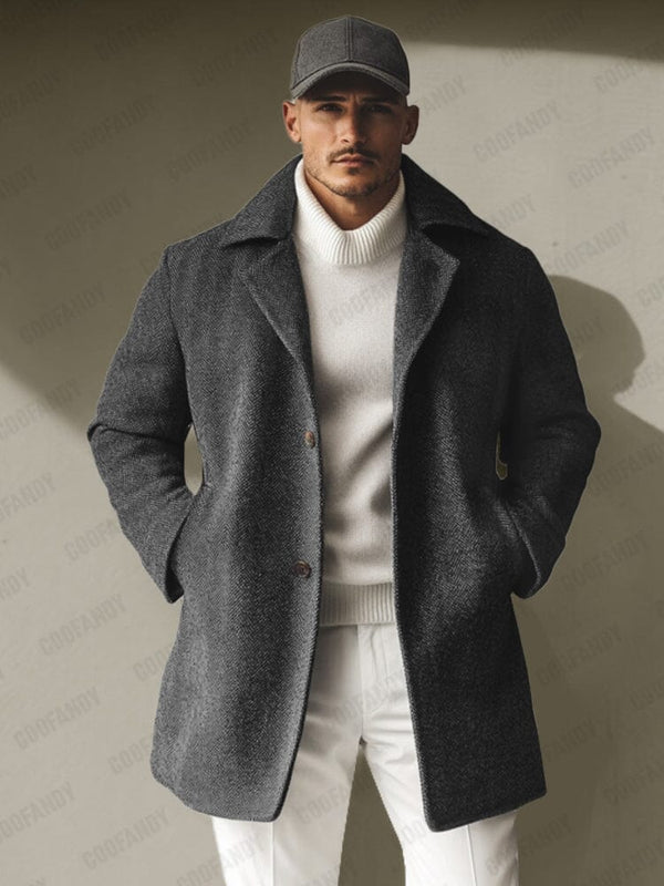 Urban Herringbone Tweed Overcoat Coat coofandy Dark Grey M