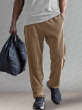 Casual Comfort Corduroy Pants Pants coofandy Khaki M