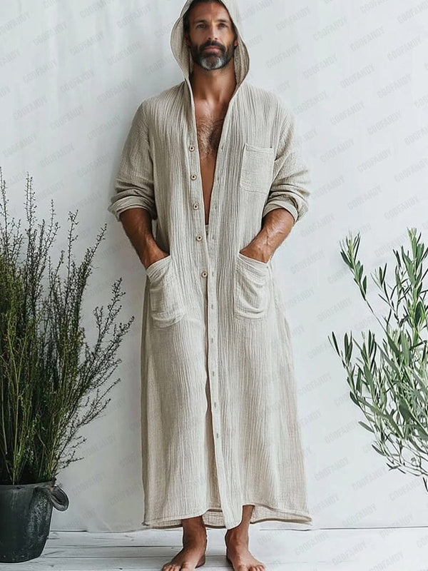 Comfy Hooded 100% Cotton Robe Robe coofandy Apricot M