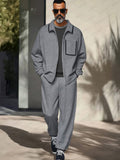 Leisure Soft Jacket Pants Set Sets coofandy Gray M