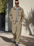 Leisure Soft Jacket Pants Set Sets coofandy Khaki M