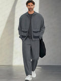 Comfy Athleisure Jacket Pants Set Sets coofandy Dark Grey M