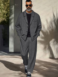 Leisure Soft Blazer Pants Set Sets coofandy Dark Grey M