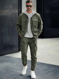 Utility Cotton Cargo Jacket Set Sets coofandy Army Green M