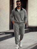 Cozy Athleisure Jacket Jogger Pants Set Sets coofandy Grey M