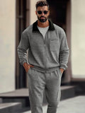 Cozy Athleisure Jacket Jogger Pants Set Sets coofandy
