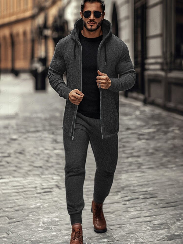Warm Stretchy 2-Piece Matching Set Sets coofandy Dark Grey M