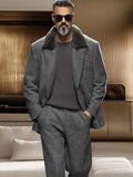 Luxe Faux Fur Collar Suit Jacket Set Sets coofandy