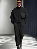 Urban Luxe Jacket Pants Set Sets coofandy Black M