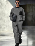 Comfy Color Block Athleisure Matching Set Sets coofandy Grey M