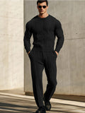 Soft Stretch Knitted 2-Piece Set Sets coofandy Black M