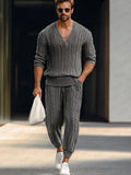 Stylish Knitted 2-Piece Set Sets coofandy Grey M