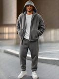 Athleisure Fleece Jacket Pants Set Sets coofandy Grey M
