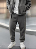 Athleisure Fleece Jacket Pants Set Sets coofandy