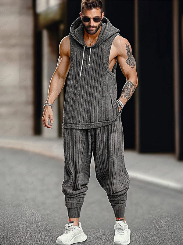 Stylish Knit Athletic 2-Piece Set Sets coofandy Grey M