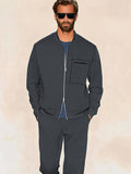 Urban Fashion Waffle Jacket Set Sets coofandy
