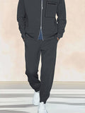 Urban Fashion Waffle Jacket Set Sets coofandy