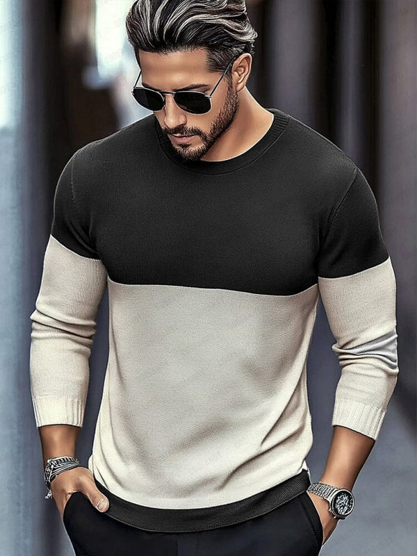 Modern Soft Color Block Sweater Sweaters coofandy Black M