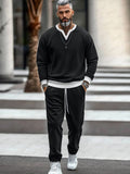 Urban Fashion Colorblock Tracksuit Set Sets coofandy Black M