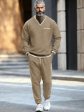 Casual Versatile 2-Piece Set Sets coofandy Khaki M