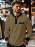 Urban Utility Color-Block Top Polos coofandy Army Green M