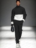 Smart Casual Color-Block Knit Set Sets coofandy Black M
