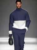 Smart Casual Color-Block Knit Set Sets coofandy