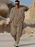 Minimalist Earth Tones 3-Piece Outfits Sets coofandy Brown M