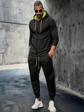 Athleisure Hooded Jacket Jogger Set Sports Set coofandy Black M