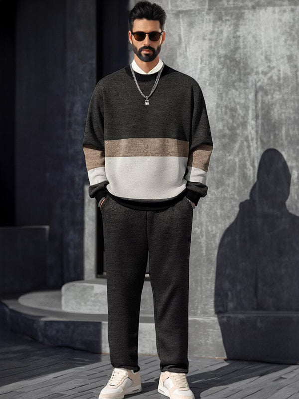 Cozy Sophisticated Color Block Set Sets coofandy Dark Grey M