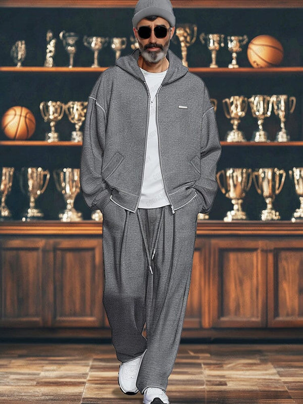 Versatile Relaxed Jacket Pants Set Sets coofandy Gray M