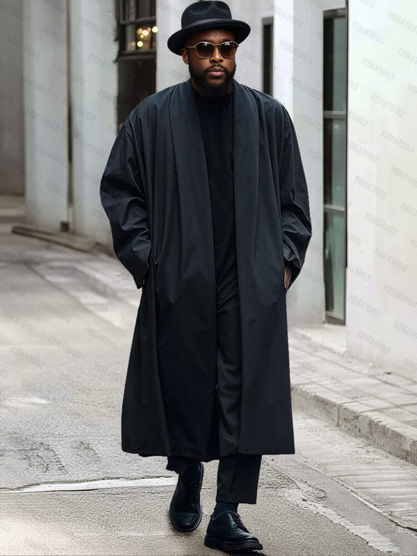 Lightweight Loose Fit Trench Coat Coat coofandy Black M