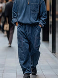 Vintage-Inspired Denim Cargo 2-Piece Set Sets coofandy