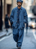 Trendy Denim Jacket Pants Set Sets coofandy Blue M