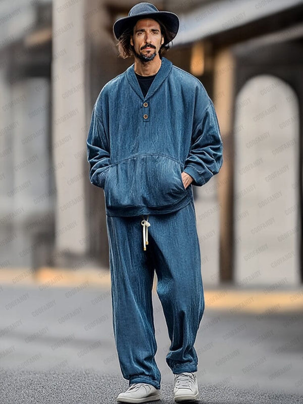 Effortless Style Denim Matching Set Sets coofandy Blue M