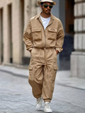 Workwear Inspired Cotton 2-Piece Set Sets coofandy Khaki M