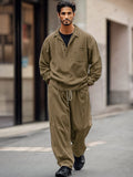 Leisure Denim Style 2-Piece Set Sets coofandy Khaki M