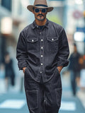 Trendy Denim Look 2-Piece Set Sets coofandy