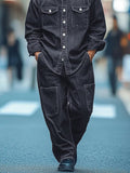 Trendy Denim Look 2-Piece Set Sets coofandy