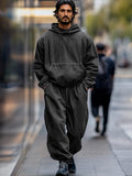Leisure Denim Hoodie Pants Set Sets coofandy Grey M