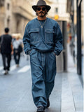 Vintage Relaxed Fit Denim 2-Piece Set Sets coofandy Blue M