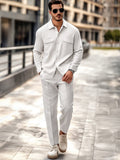 Comfy Waffle Commuting Matching Set Sets coofandy White M