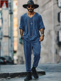 Stylish Simplicity Denim 2-Piece Set Sets coofandy Blue M