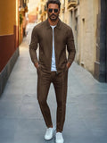 Urban Two-Piece Denim Set Sets coofandy Brown M