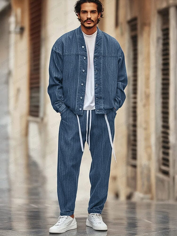 Timeless Denim Look 2-Piece Set Sets coofandy Denim Blue M