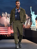 Cargo Style 100% Cotton Jacket Set Sets coofandy Army Green M