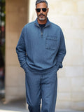 Athleisure 100% Cotton Denim Matching Set Sets coofandy