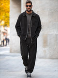 Versatile Corduroy Jacket Pants Set Sets coofandy Black M
